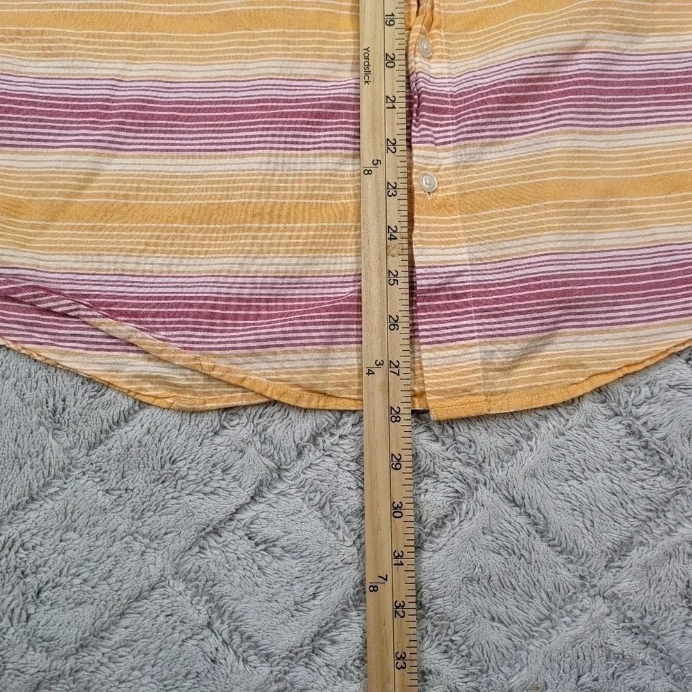 Bonobos Shirt Men's L Orange Pink Rainbow Stripe Sport Button Up Standard